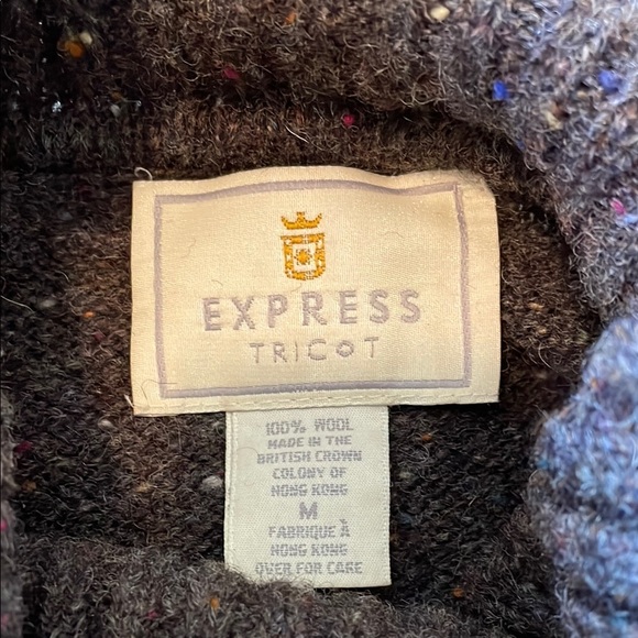 Women’s sz M 100% Wool Express Tricot Turtleneck Sweater. Oversized speckled - Picture 3 of 9